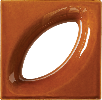 Orange square tile with oval cutout